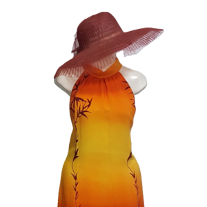 10015-2 Vestido amarillo fuego sin mangas
