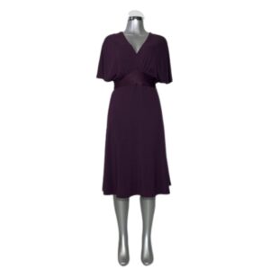P-AL10039(1) Vestido morado entallado a la cintura largo 3/4